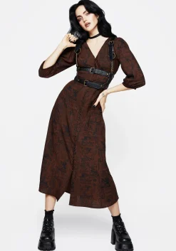 Daemonologie Woodcut Print Button Up Midaxi Dress
