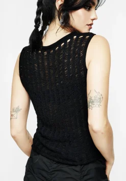Damage Ladder Knit Sleeveless Top