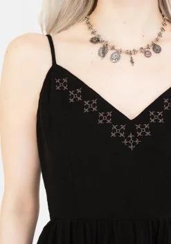 Damara Embroidered Cotton Hanky Hem Midaxi Dress