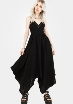 Damara Embroidered Cotton Hanky Hem Midaxi Dress