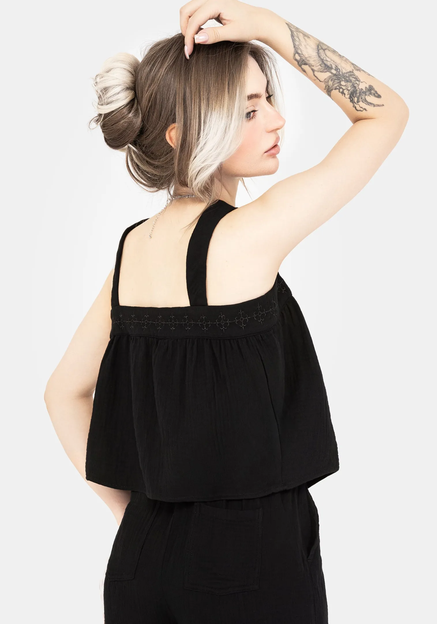 Damara Embroidered Cotton Button Up Blouse