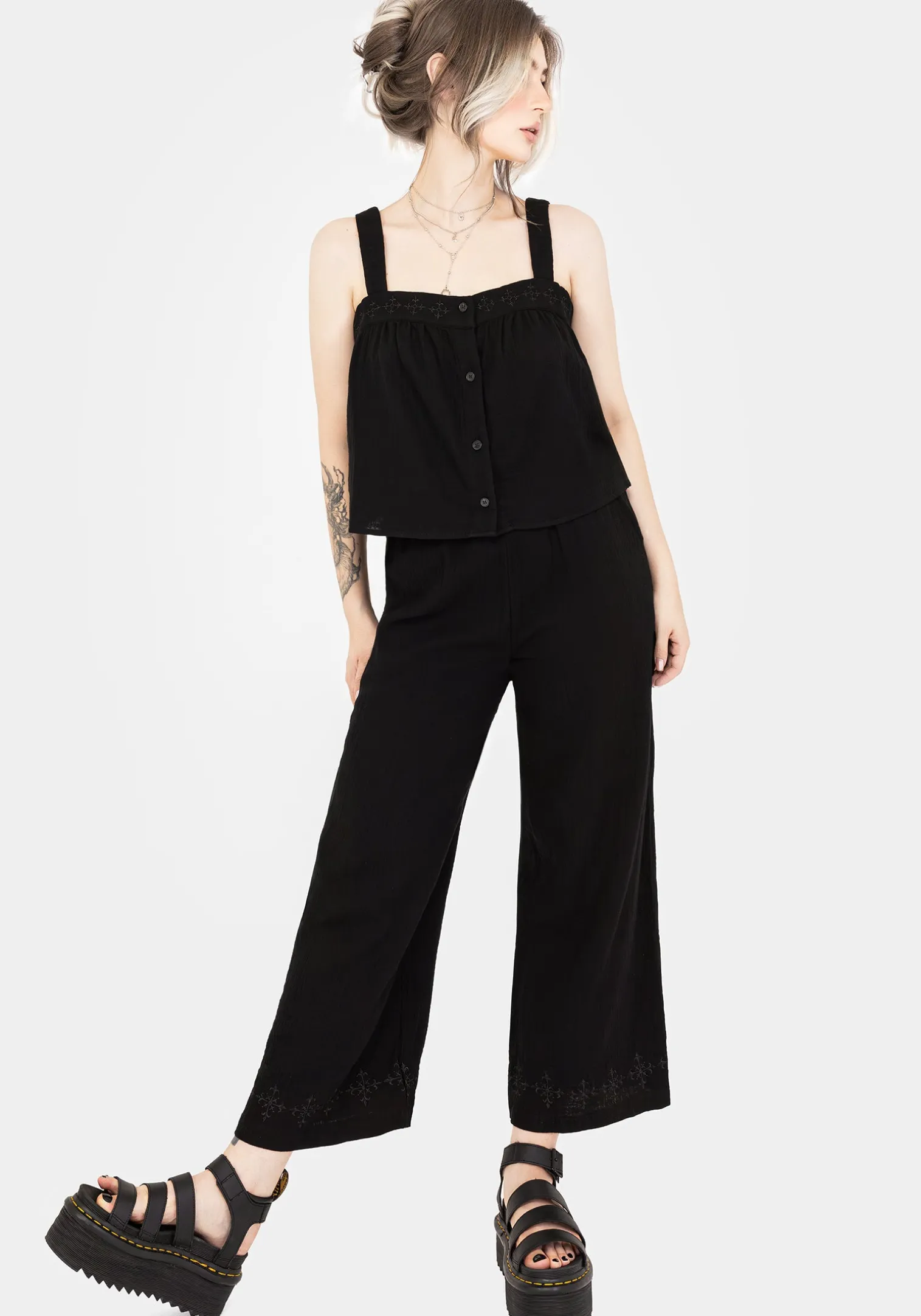 Damara Embroidered Cotton Button Up Blouse