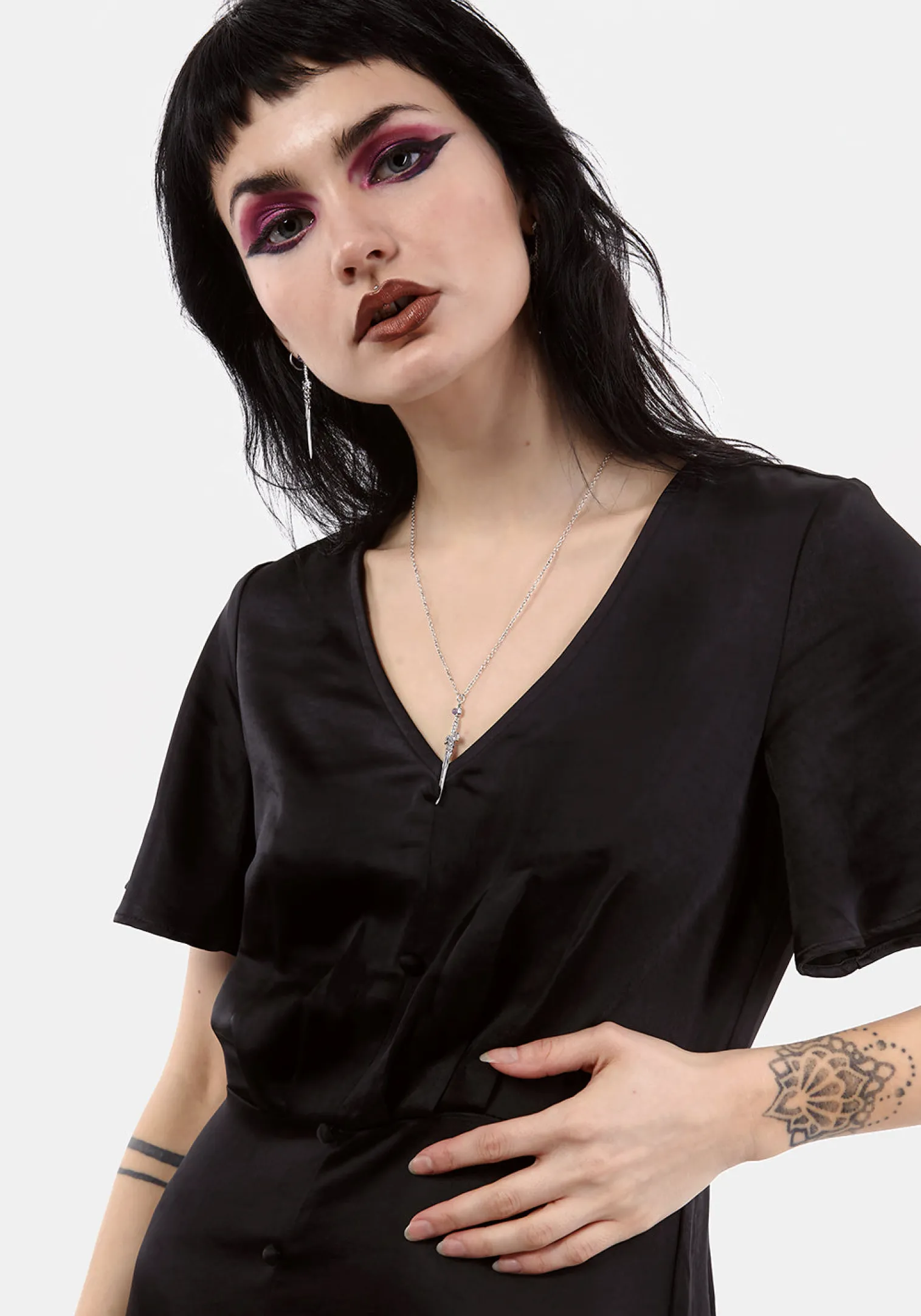 Damozel Fit And Flare V Neck Mini Dress