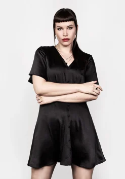 Damozel Fit And Flare V Neck Mini Dress