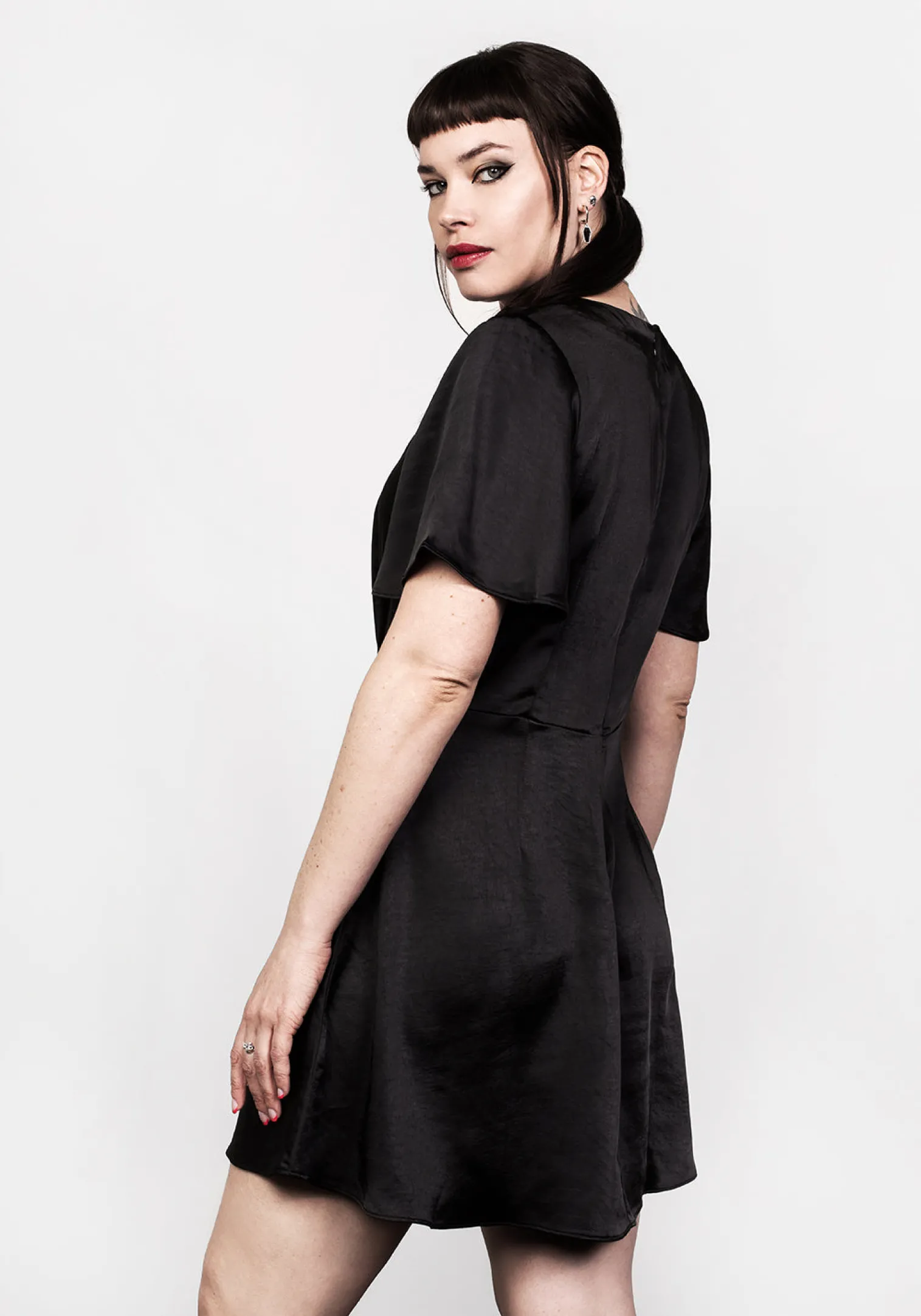 Damozel Fit And Flare V Neck Mini Dress