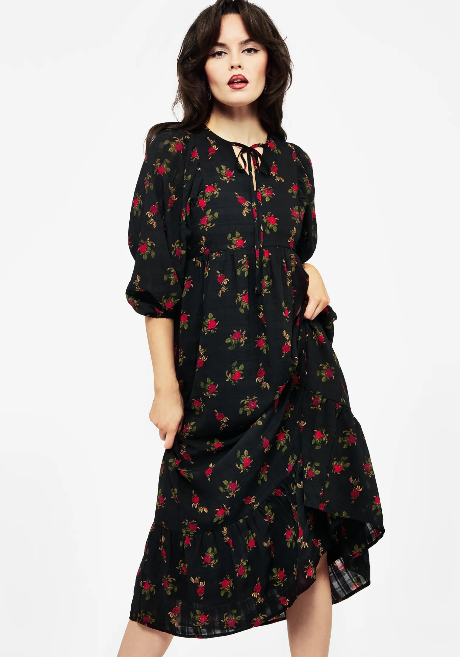 Darcey Floral Print Chiffon Midaxi Dress