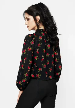 Darcey Floral Print Chiffon Tie-Front Blouse
