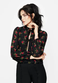 Darcey Floral Print Chiffon Tie-Front Blouse