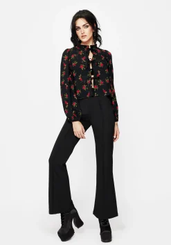 Darcey Floral Print Chiffon Tie-Front Blouse