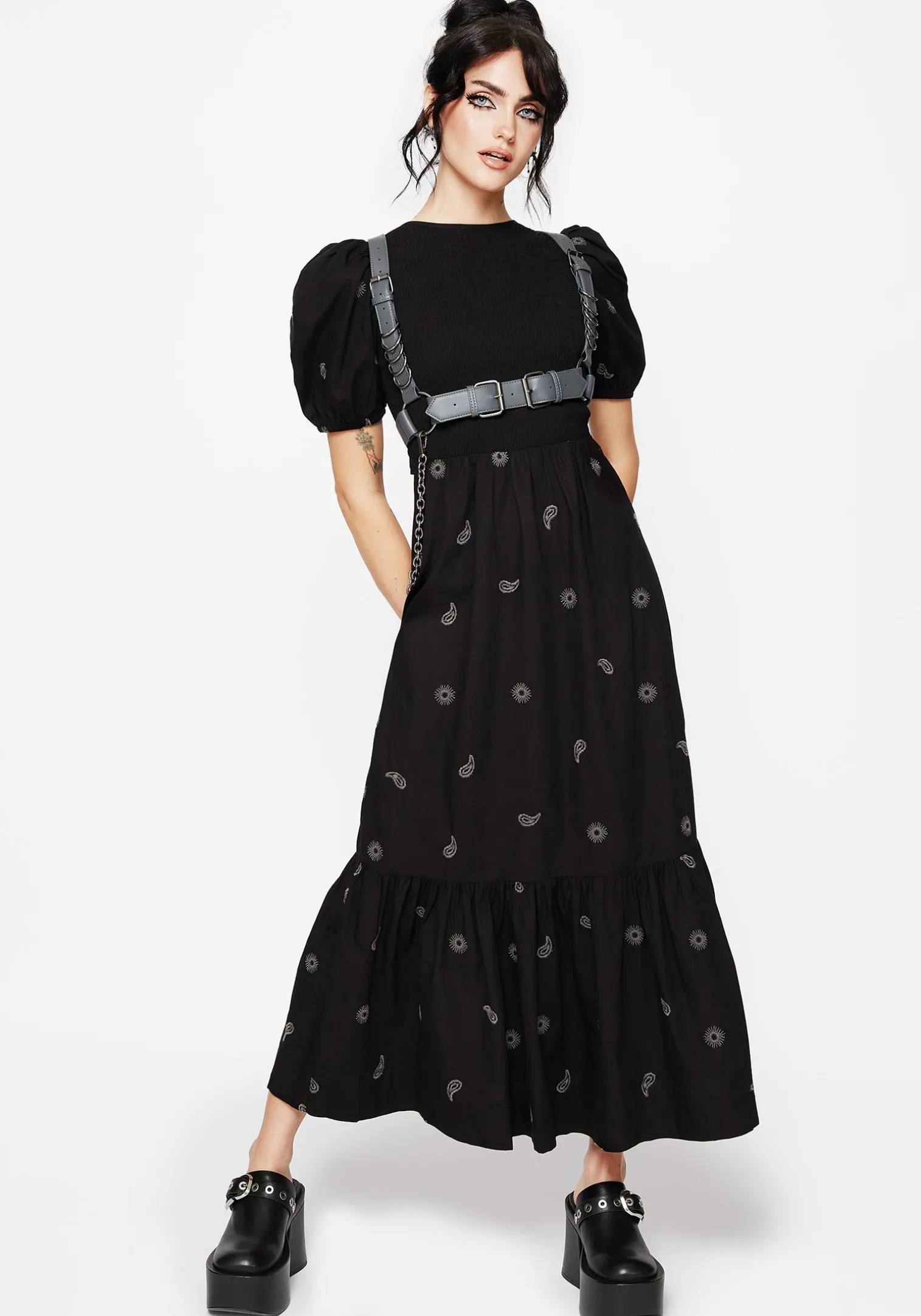 Dawn Sun Embroidered Tiered Maxi Dress