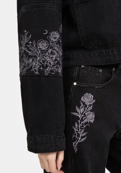 Deadhead Rose Embroidered Denim Carpenter Jacket