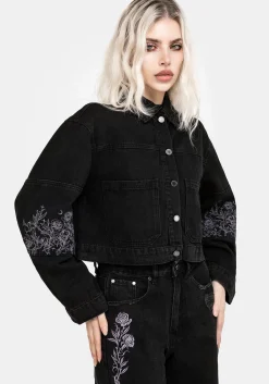 Deadhead Rose Embroidered Denim Carpenter Jacket