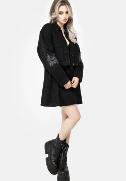 Deadhead Rose Embroidered Denim Carpenter Jacket