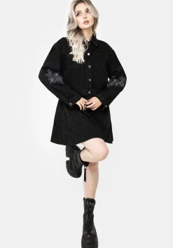 Deadhead Rose Embroidered Denim Carpenter Jacket