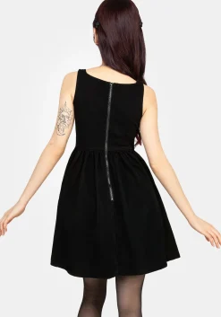 Deadhead Rose Embroidered Denim Mini Smock Dress