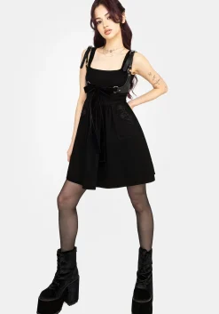 Deadhead Rose Embroidered Denim Mini Smock Dress