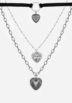 Deceiver Heart Layered Choker Necklace