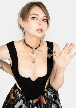 Deceiver Heart Layered Choker Necklace
