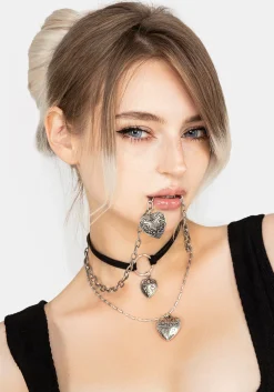 Deceiver Heart Layered Choker Necklace