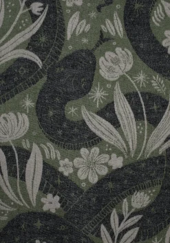 Deception Floral Snake Woven Blanket - Green