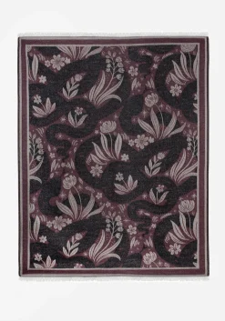 Deception Floral Snake Woven Blanket - Purple