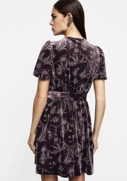 Deception Snake Foil Print Velour Mini Wrap Dress