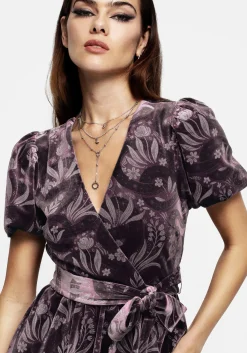 Deception Snake Foil Print Velour Mini Wrap Dress