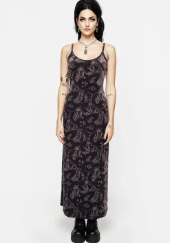 Deception Snake Foil Print Velour Maxi Slip Gown