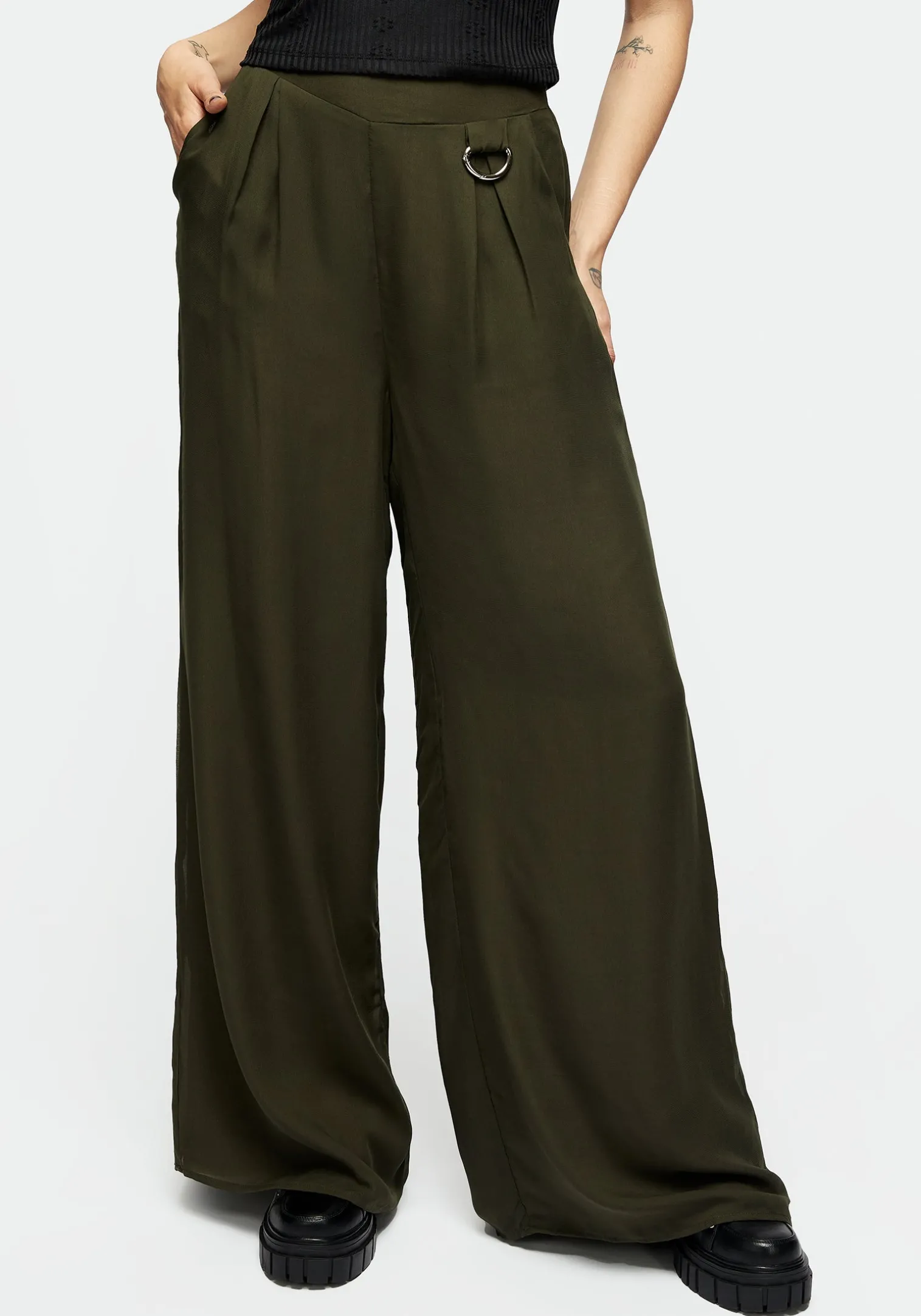 Descensum Wide Leg Green Trousers