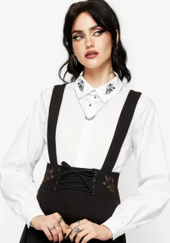 Despair Cotton Thistle Embroidered Button Up Shirt