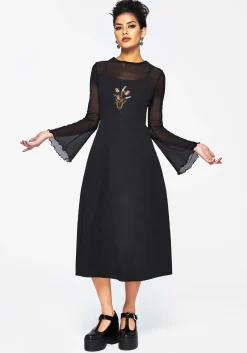 Despair Cotton Thistle Embroidered Cami Tie Back Midi Dress