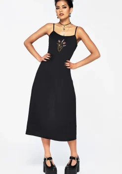 Despair Cotton Thistle Embroidered Cami Tie Back Midi Dress