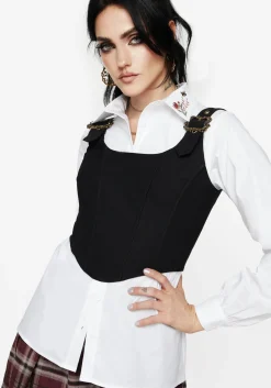 Dewdrop Cotton Embroidered Collar Shirt