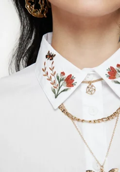 Dewdrop Cotton Embroidered Collar Shirt