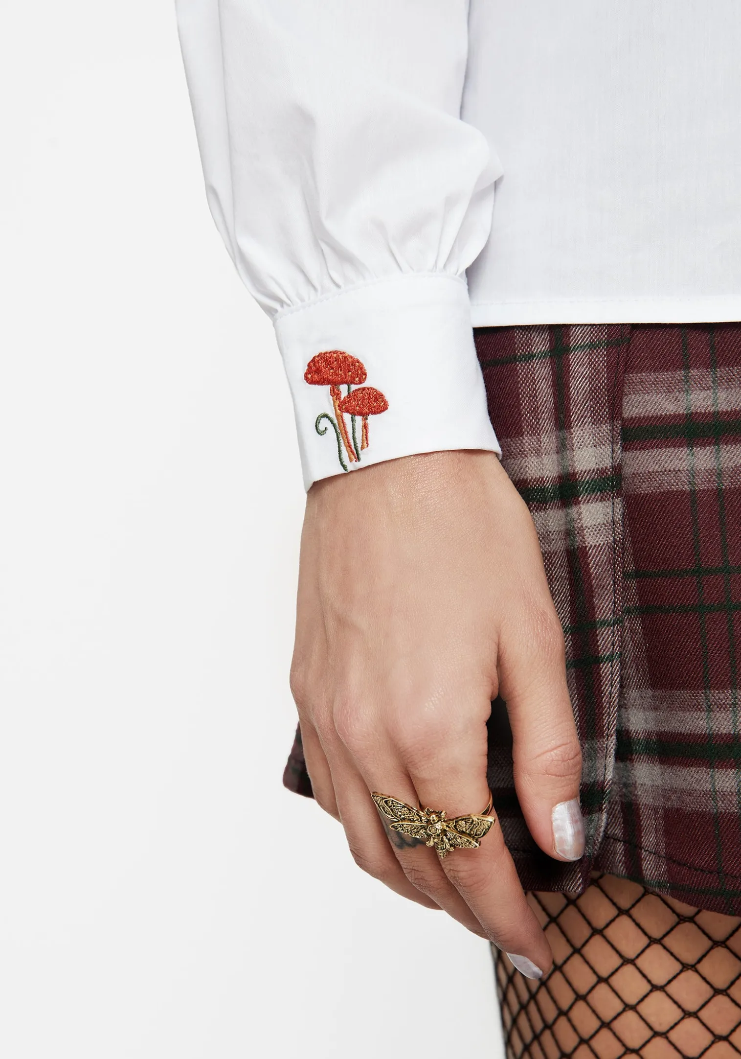 Dewdrop Cotton Embroidered Collar Shirt