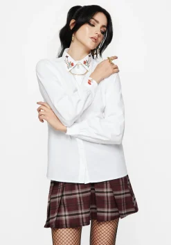 Dewdrop Cotton Embroidered Collar Shirt