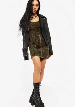 Diabolical Cord Woodcut Print Zip Corset Top
