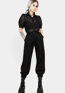 Dianne Embroidered Balloon Trousers - Black