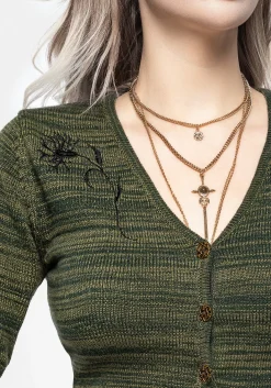 Diastella Floral Embroidered Crop Cardigan