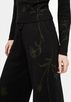 Diastella Floral Jacquard Rib Knit Trousers