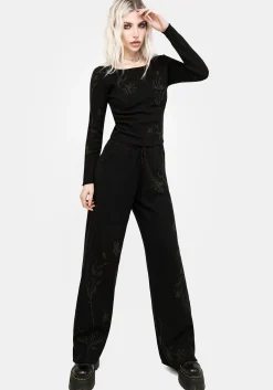 Diastella Floral Jacquard Rib Knit Trousers