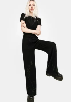 Diastella Floral Jacquard Rib Knit Trousers