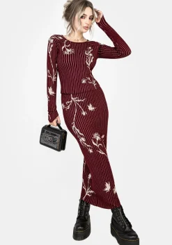 Diastella Floral Jacquard Rib Knit Maxi Skirt