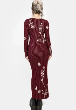 Diastella Floral Jacquard Rib Knit Maxi Skirt