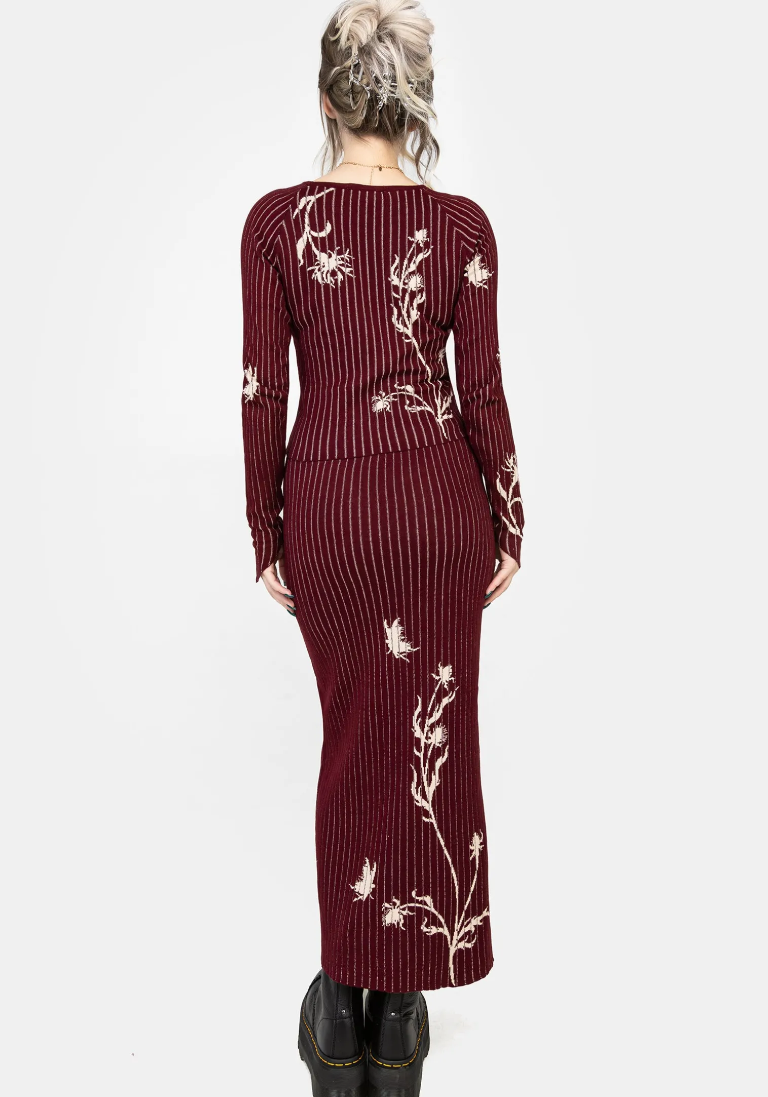 Diastella Floral Jacquard Rib Knit Maxi Skirt
