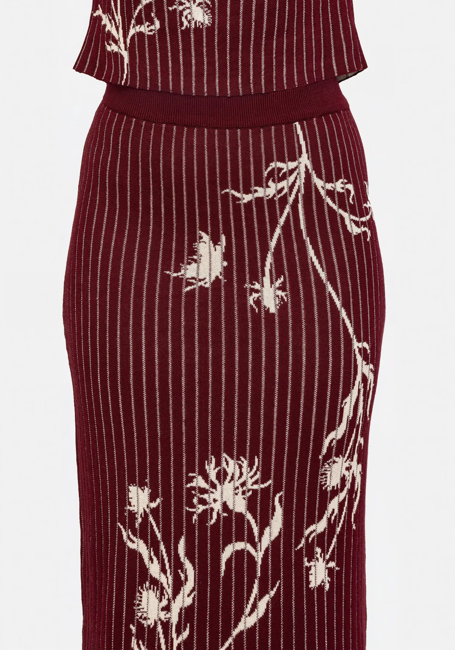 Diastella Floral Jacquard Rib Knit Maxi Skirt