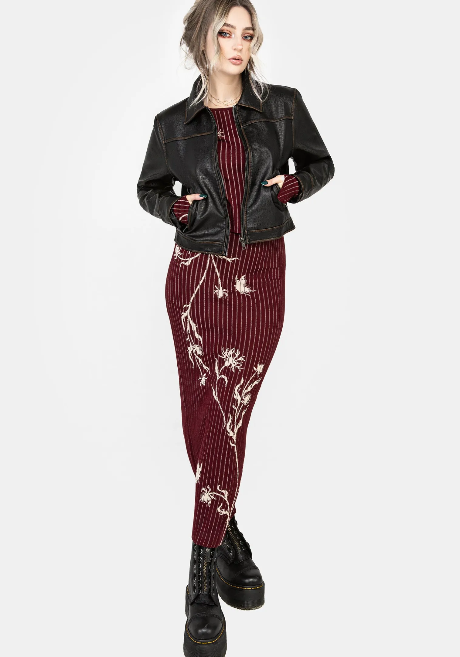 Diastella Floral Jacquard Rib Knit Maxi Skirt