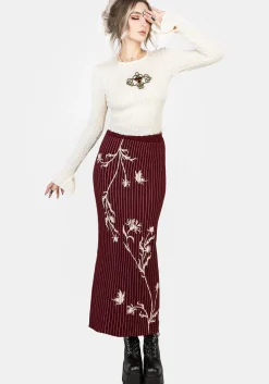 Diastella Floral Jacquard Rib Knit Maxi Skirt