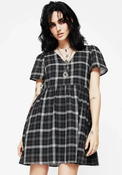 Dilemma Check Mini Smock Dress