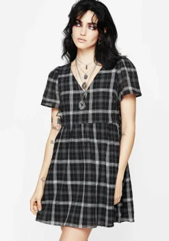 Dilemma Check Mini Smock Dress